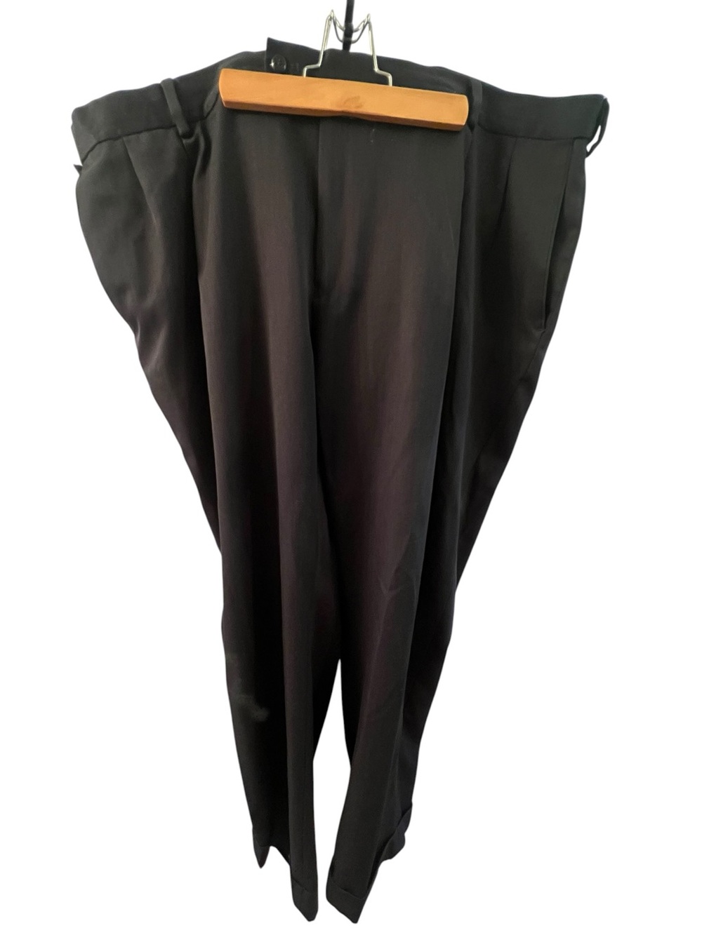Louis Raphael Men’s Hidden Extension Dress Pants Trousers Navy Blue Pleated Cuff